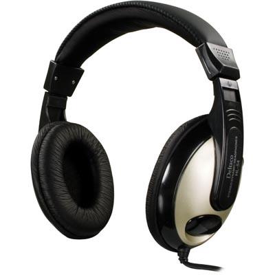 Deltaco HL-54, sluten, med volymkontroll, 2,5 meter kabel - Svart/Guld