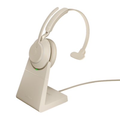 Jabra Evolve2 65 Link380c UC Mono, Bluetooth, inkl. laddningsställ - Beige