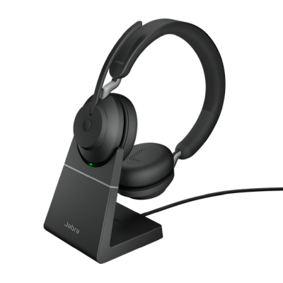 Jabra Evolve2 65 Link380c MS Stereo, Bluetooth, inkl. laddningsställ - Svart
