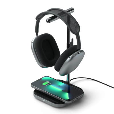 Satechi 2-in-1 Headphone Stand With Wireless Charger - Svart