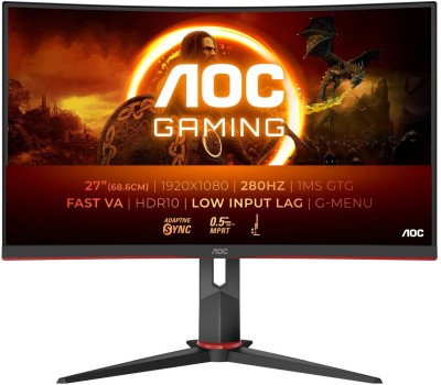 27" AOC Gaming C27G2Z3/BK, Curved Fast VA 1920x1080, 0.5 ms, 280Hz, HDR10, höjdjusterbar, 2xHDMI/DP#1