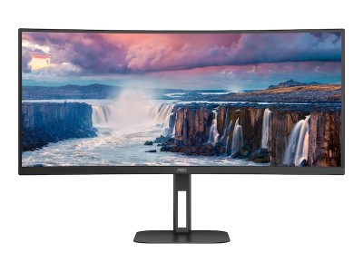 34" AOC CU34V5C, Curved VA 3440x1440, 1 ms, 100Hz FreeSync, 1500R, höjdjusterbar, HDMI/DP/USB-C 65W, USB 3.2-hubb#1