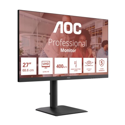 27" AOC U27E4CV, IPS 4K/3840x2160, 4 ms, höjdjusterbar, pivot, 2xHDMI/DP/USB-C 90W, USB 3.2-hubb, högtalare#2