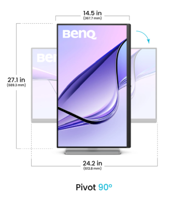 27" BenQ MA270U för MacBook, IPS 3840x2160/4k, 5 ms, HDR10, höjdjusterbar, pivot, 2xHDMI/USB-C 90W/15W PD, högtalare, USB 3.1-hubb#4