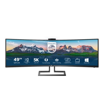49" Philips 499P9H/00, VA Curved 5120x1440, 5 ms, höjdjusterbar, 2xHDMI/DP/USB-C 65W, USB-hubb, högtalare, webbkamera#7
