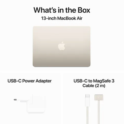 Apple MacBook Air 13.6 tum, Apple M3 8-core CPU 10-core GPU, 24 GB, 512 GB SSD, 70W strömadapter - Stjärnglans#5