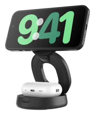 Belkin BoostCharge - Trådlöst laddställ - 2-in-1, Qi2, magnetic, foldable + växelströmsadapter - 15 Watt - svart#2