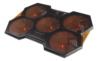 Kylplatta Deltaco Gaming, 5 st orange LED-fläktar - Svart/Orange#1