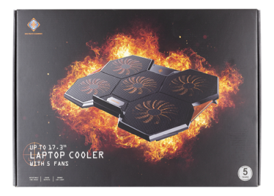 Kylplatta Deltaco Gaming, 5 st orange LED-fläktar - Svart/Orange#7