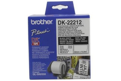 Brother DK-22212 Continuous Length Tape, rulle 6,2cm x 15,2m, Vit#1