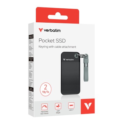 2 TB Verbatim Pocket SSD, USB 3.2 Gen2 - Svart/Grå#2
