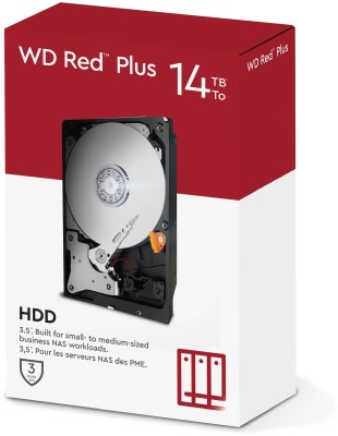 14 TB WD Red Plus, 7200 rpm, 512 MB cache SATA3, optimerad för NAS med 24/7 drift