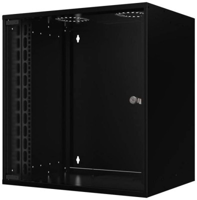 19" Skåp Lanview 12U Rack Wall Mount, 565x400x572mm, väggmonterat, glasdörr - Svart#1