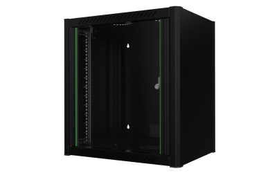 19" Skåp Lanview 12U Rack Wall Mount, 600x450x645mm, väggmonterat, glasdörr - Svart#1
