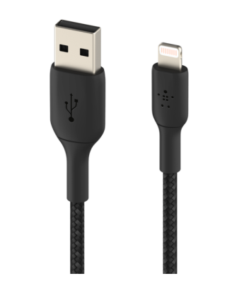USB-kabel Belkin BoostCharge USB-A till Lightning Braided, 0,15 meter - Svart#1
