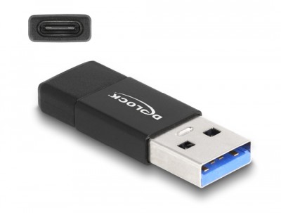Adapter USB-A hane till USB-C hona, 10 Gbps, DeLOCK - Svart#1