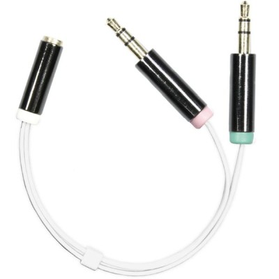 Deltaco 2x 3.5mm 3pol till 1x 3.5mm 4pol audioadapter - Vit