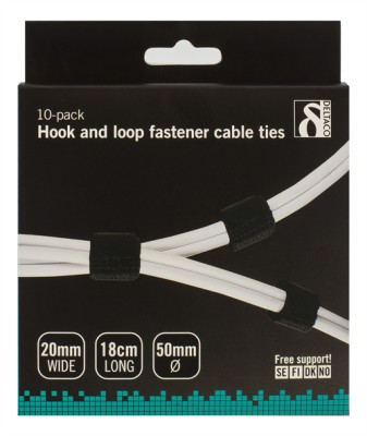Kardborrband 20mm bredd 18cm 10 pack, svart#3