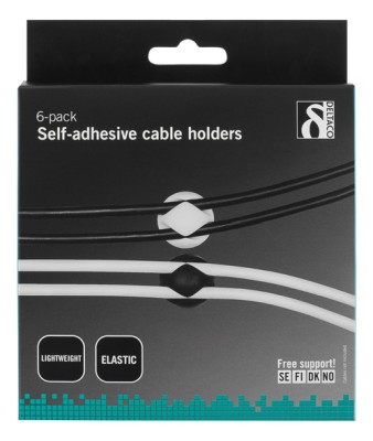 Självhäftande kabelhållare, 6-pack, svart/vit/grå#3