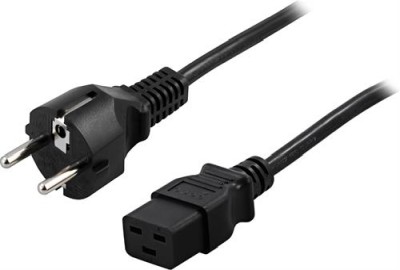 CEE 7/7 till IEC 60320 C19 apparatkabel, 1m - Svart