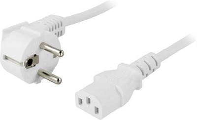 Vinklad CEE 7/7 till EC 60320 C13 apparatkabel, 5m - Vit