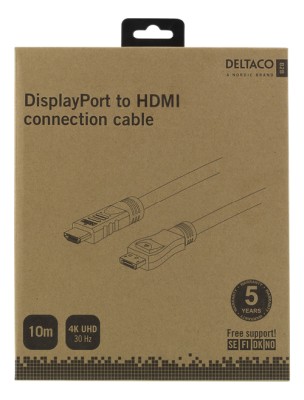 Deltaco Displayport till HDMI 10m, 10.8Gb/, svart#2