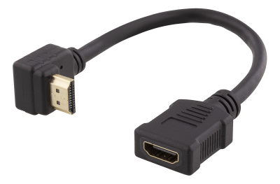 HDMI-förlängningskabel, vinklad uppåt, ha-ho, max 3840x2160@30Hz, 0,2 meter, svart