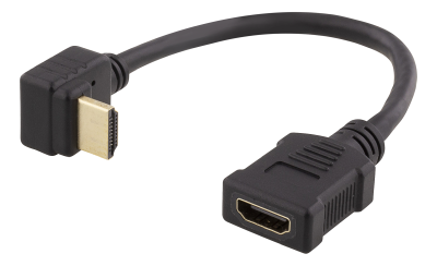 HDMI-förlängningskabel, vinklad nedåt, ha-ho, max 3840x2160@30Hz, 0,2 meter, svart