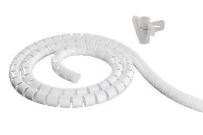Kabelslukare Deltaco i nylon, 25mm diameter, 2,5m, inkl. verktyg - Vit