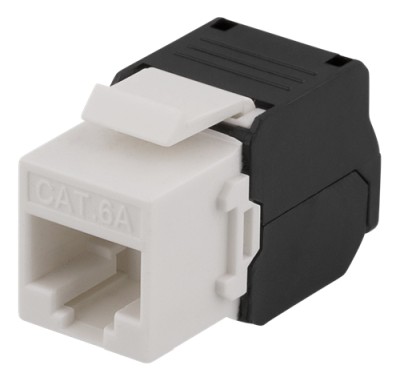 DELTACO Cat6A Keystone-uttag, verktygsfri plast - Vit