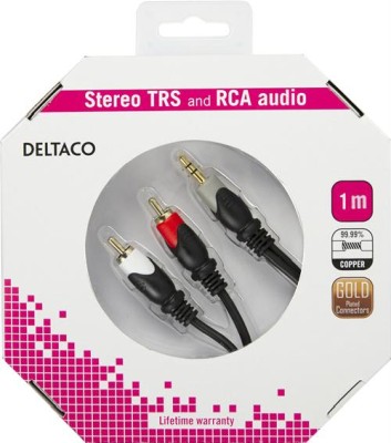 DELTACO ljudkabel 3,5mm ha - 2xRCA ha, guldplätterad, 1m#2