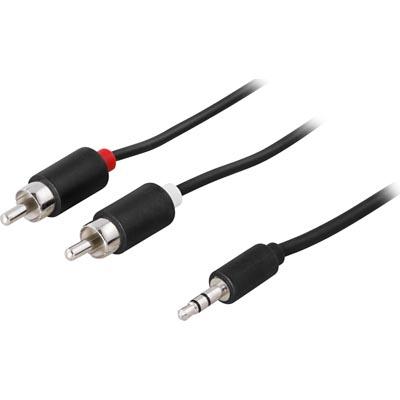 Ljudkabel 3,5 mm stereo till 2xRCA, 10 meter - Svart