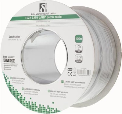 DELTACO UTP CAT6 patchkabel, LSZH, 100m