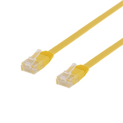 DELTACO U/UTP Cat6 patchkabel, flat, 3m, 250MHz, gul