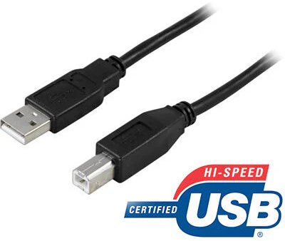 USB 2.0-kabel A ha till B ha, 1 meter - Svart