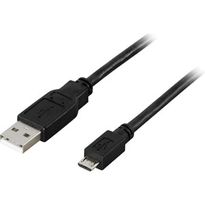 USB 2.0 Typ A till Micro Typ B kabel, 2m - Svart