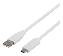 USB 2.0 Typ A till Typ C kabel, 2m - Vit
