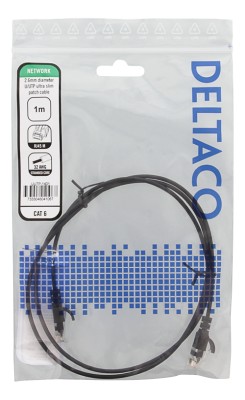 DELTACO Ultra Slim U/UTP Cat.6 patchkabel, 2.6mm, 1m, svart#2