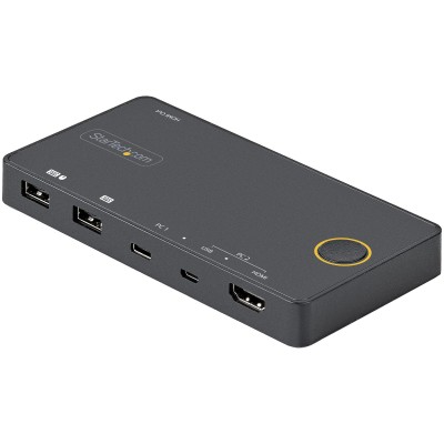 Systemswitch Startech.com SV221HUC4K, 2-vägs KVM, HDMI 2.0 4K@60Hz, hybrid USB-A/USB-C