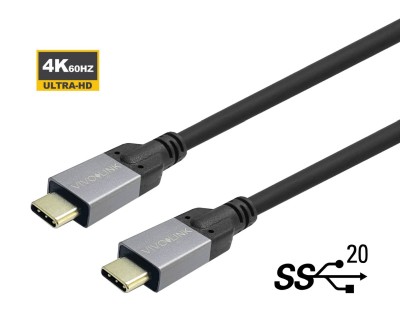 Vivolink USB-C Gen.2, 20Gbps, 100W, 3m - Svart