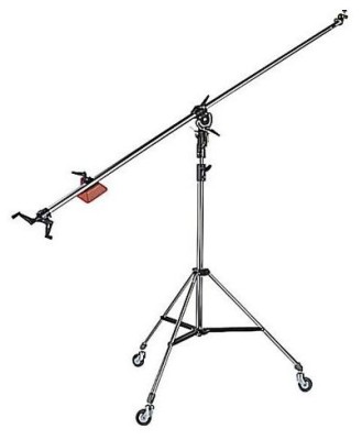 Belysningsstativ Manfrotto 025BS med ljusbom, stativ och hjul