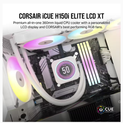 Corsair iCUE H150i ELITE LCD XT White, 360mm, RGB - Vit#2