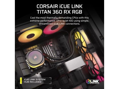 Corsair iCUE LINK Titan 360 RX RGB AIO Kylare (svart) 360mm, LGA 1700/1851, AM 5/4, 300 - 2100 RPM ±10%#2
