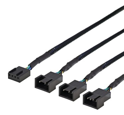 DELTACO splitter för PWM-fläktar, 4-pin till 3x4-pin ho, svart
