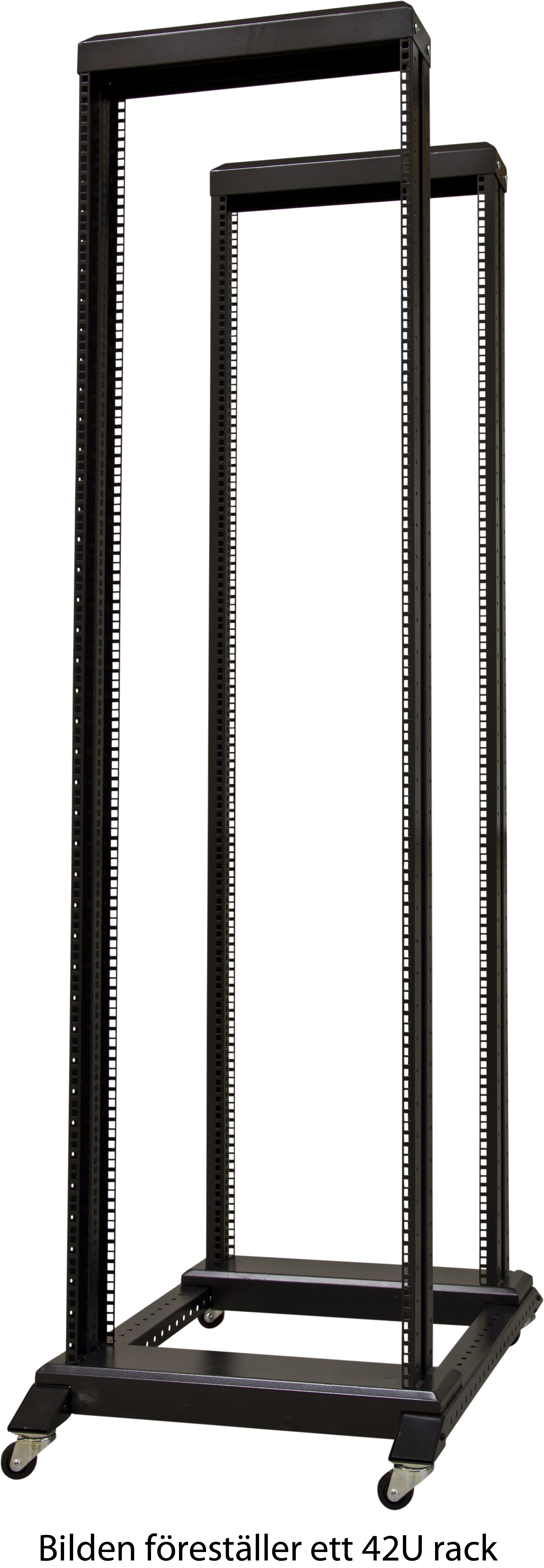 TOTEN, 19" golvrack på hjul, 42U, 600x800mm, omonterat - Svart