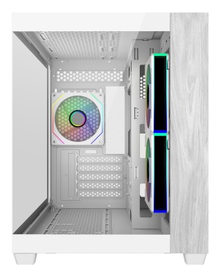 Cooler Master Elite 481 White, TG, 3x120mm ARGB-fläktar, MicroATX - Vit/Trä#2