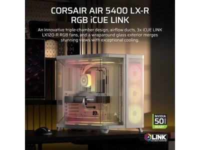 Corsair AIR 5400 LX-R RGB iCUE LINK Triple Chamber Mid Tower, TG, E-ATX - Vit#2