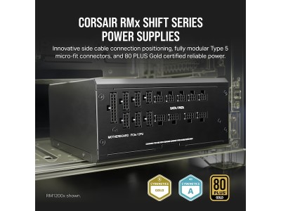 Corsair RM1000x Shift 1000W, ATX, 80PLUS Gold, löstagbara kablar - Svart#2