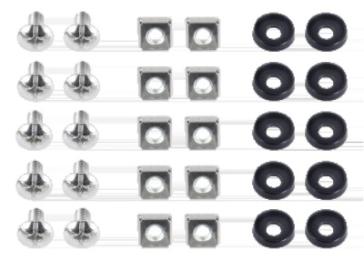 Deltaco M6 skruvsats, stjärn/spår (brickor + skruvar + muttrar), 10-pack#1