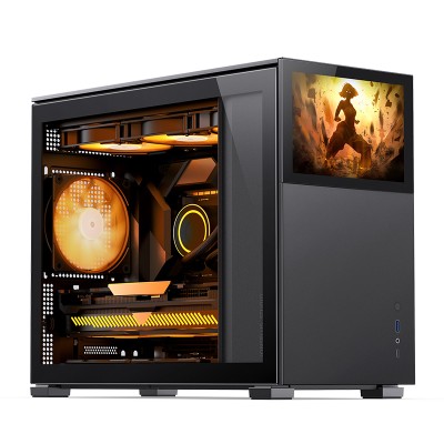 Jonsbo D31 Screen, MicroATX, 8" display i fronten, Tempered Glass - Svart